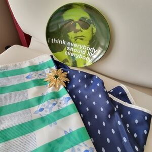 Vera Neumann Vintage Scarf ~ 1970s(?) ~ Oblong ~ Blue & Green ~ Fun Pattern